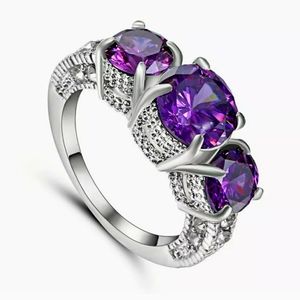 *Sale* New Multi Stone Amethyst White Gold Ring.